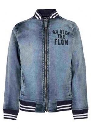 CAZADORA DENIM EFECTO FELPA CON BORDADO