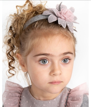 DIADEMA GRIS Y ROSA