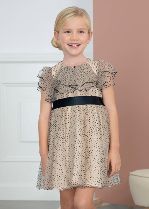 VESTIDO TUL TOPOS FLOCADO 