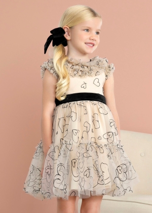 VESTIDO TUL FLOCADO CORAZONES 