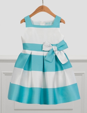 VESTIDO JACQUARD RAYAS TURQUESA